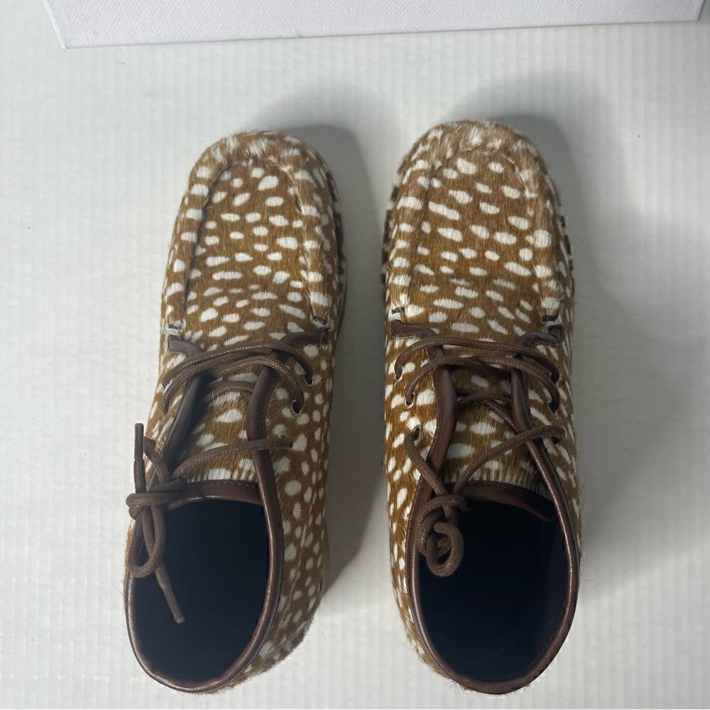Re/Done Creepe Lace up bootie shoes  in polka dot Calf Hair new - Picture 8 of 9